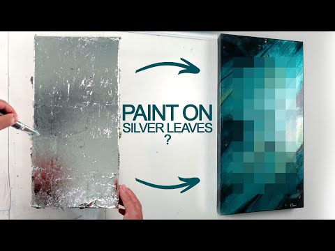 Painting on SILVER LEAF | LABRADORITE stone inspired ABSTRACT ART
