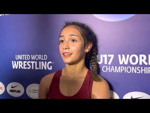 Erica Pastoriza (43kg) after advancing to the finals at U17 Worlds in Rome