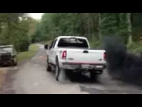 2006 Ford F250 6.0 MBRP 5 inch turbo back exhaust, SCT Extreme Street Tune burn out.