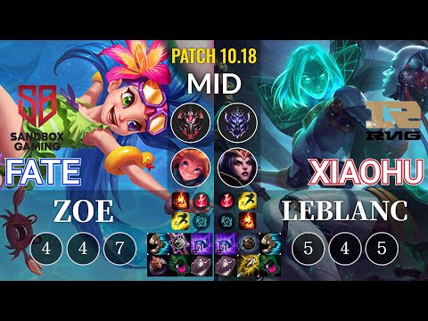 SB FATE Zoe vs RNG Xiaohu LeBlanc Mid - KR Patch 10.18