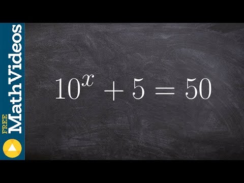 Learn how to solve an exponential equation by isolating exponent and taking log 10^x +5=50
