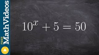 Learn how to solve an exponential equation by isolating the exponent and taking the log
