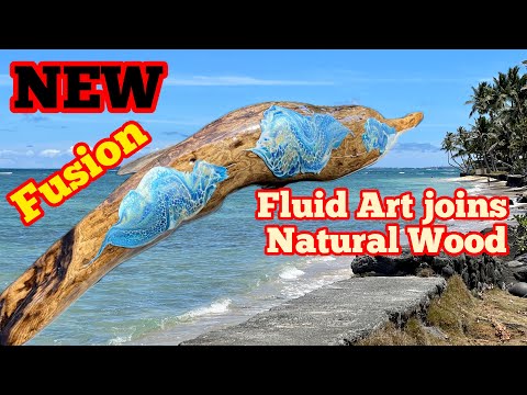 338. My NEW Technique Art FUSION Fluid Art with Natural Wood, Wood Art, Abstract Art