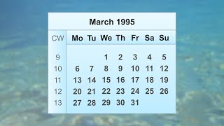 March 1995 Calendar