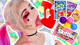 FULL FACE USING ONLY KIDS CANDY Challenge! Harley Quinn SUICIDE SQUAD Inspired