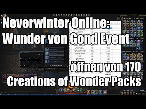 Öffnen von 170 Creations Of Wonder packs (Neverwinter online - Wonders Of Gond event) (deutsch)