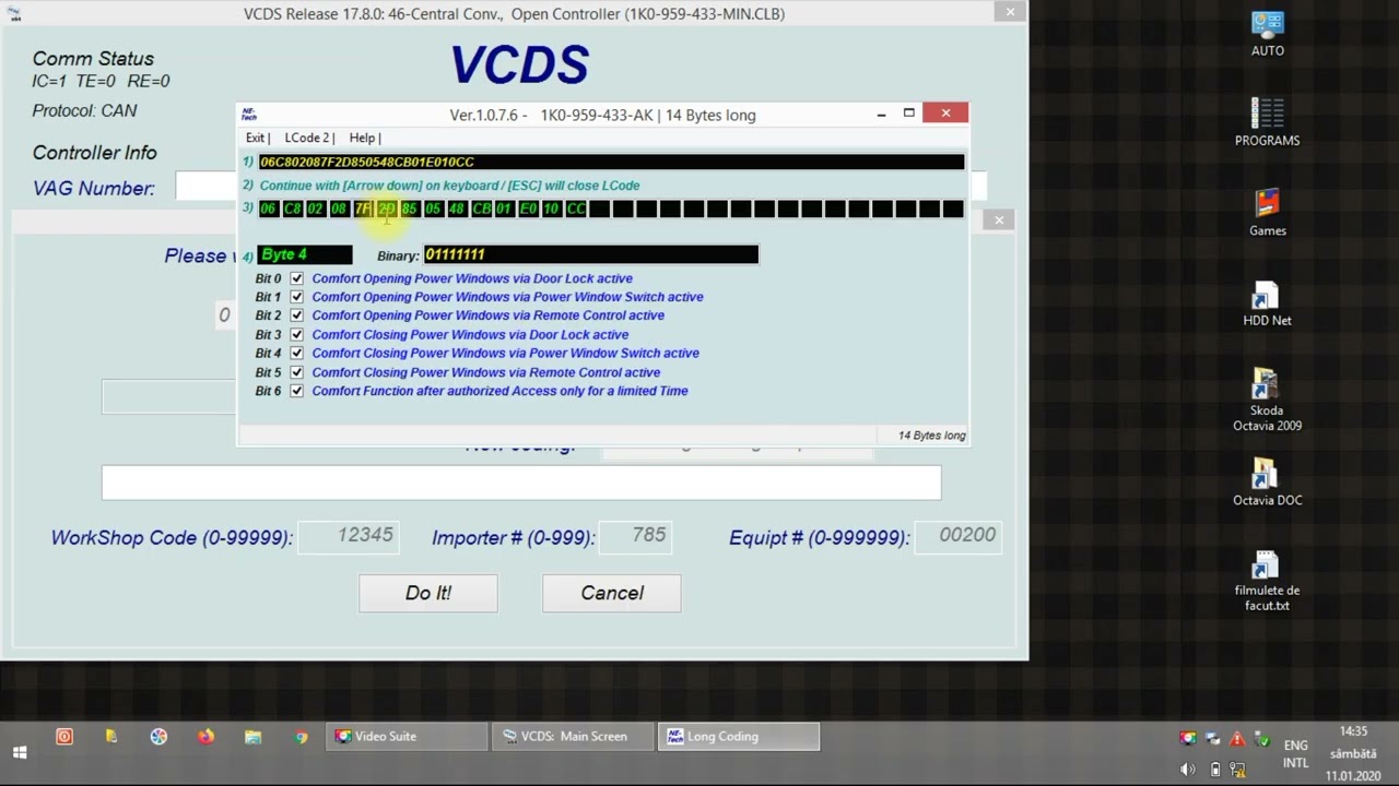 VCDS - VW Golf MK5 - 46 Central Conv - Long Coding Helper Menu