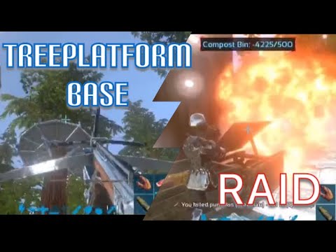 Ark mobile-Raiding a tree platform base ||EASY SERVER OFFICIAL