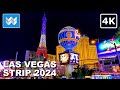 4K Las Vegas Strip At Night 2024 FULL Walking Tour Vlog Travel Guide Treadmill Workout