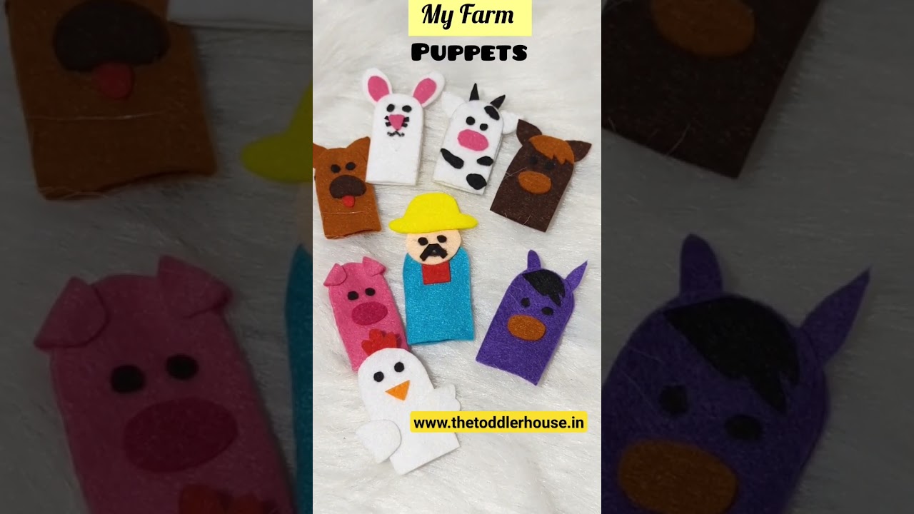Farm animals finger puppet - Montessori activity - the toddler house - pretend and Play - Felt cloth