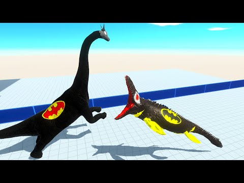 BATMAN BRACHIOSAURUS DANGEROUS ZIG ZAG ROAD - Animal Revolt Battle Simulator ARBS