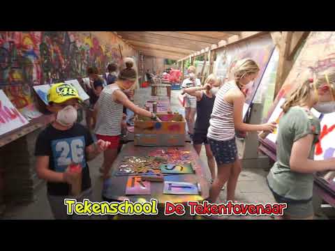 Graffiti workshop kinderfeestje bij Kunstkot 2 juni 2019