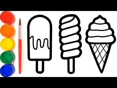 Learn Colors while Painting Ice Creams for Kids, Toddlers - How to drawing ice creams Video