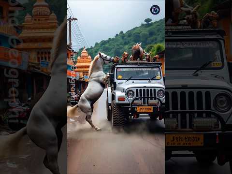 baby foal falls into a huge manhole saved by brave mother #humanity #animals #pets #funny #horse