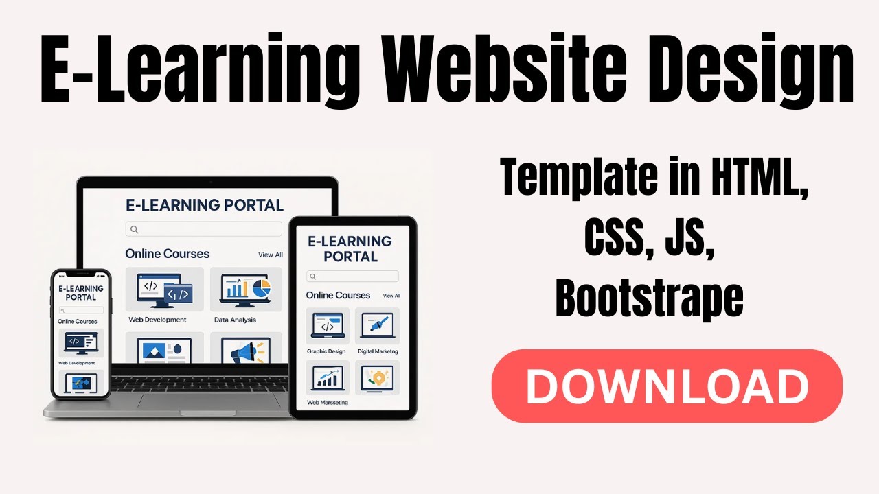 Free E-learning website template using HTML, CSS, JavaScript and Bootstrape