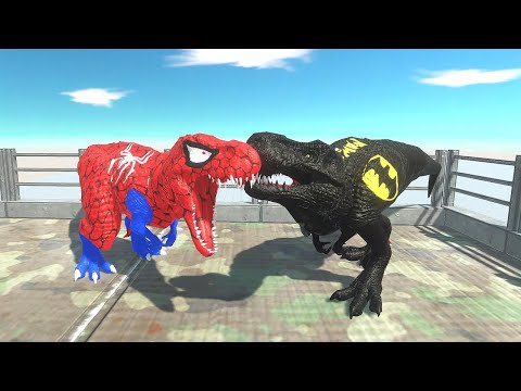 SPIDER MAN T-REX DEATH FALL - ANIMAL REVOLT BATTLE SIMULATOR