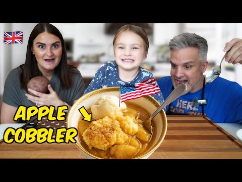 Brits Try American Apple Cobbler for the first time! (Southern Comfort Classic) !!!!