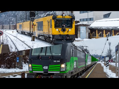 TRENI PASSEGGERI E MERCI SULLA NEVE A VILLACH WARMBAD