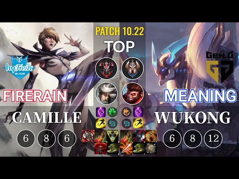 hyF FireRain Camille vs GEN Meaning Wukong Top - KR Patch 10.22
