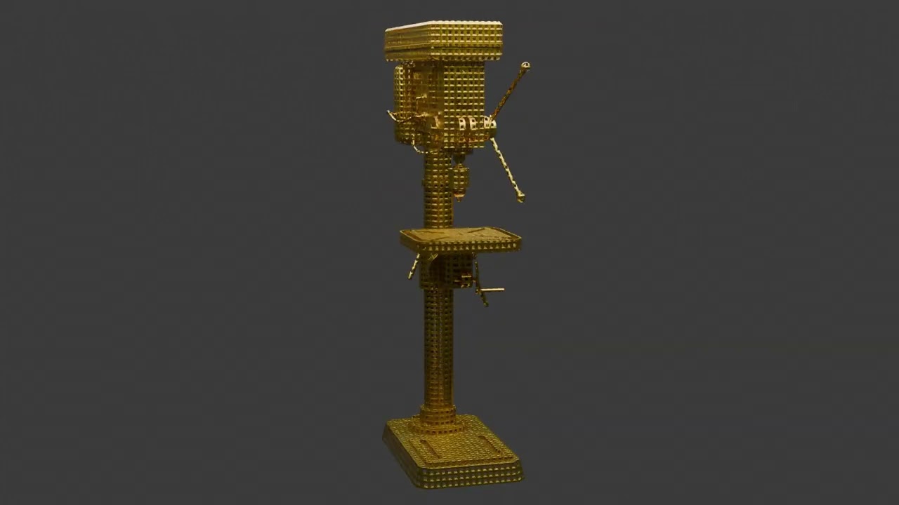 Chinese Toy Golden Drill Machine 3D Model