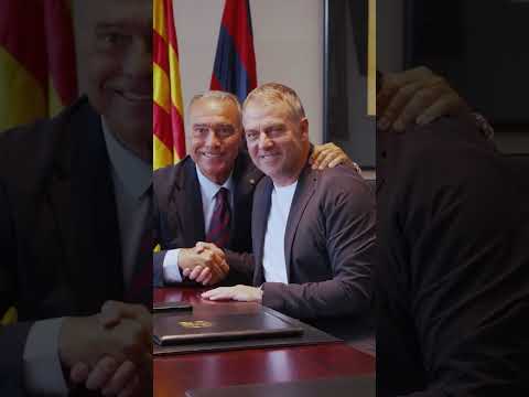🤩🤝 Les images de la prolongation d'Hansi Flick au Barça jusqu'en 2028 !
