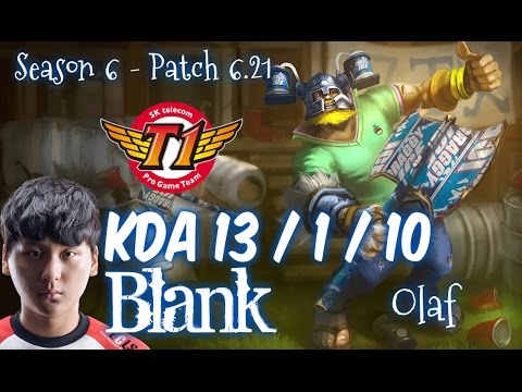 SKT T1 Blank OLAF vs EVELYNN Jungle - Patch 6.21 KR Ranked