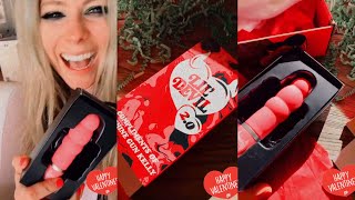 Avril Lavigne unboxing the sex toy she received from Machine Gun Kelly this Valentines day.