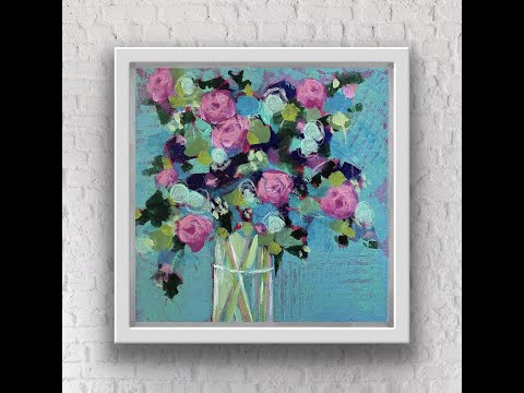 'About Time' Semi Abstract Expressive Acrylic Floral Painting