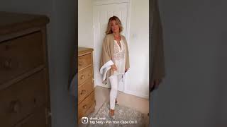 Simple neutral colours , suede leggings lace and wool Cape