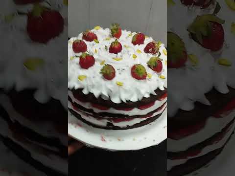 How to strawberry chocolate cake#cake #cakezahur