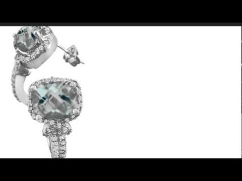 5 1/4ct Green Amethyst and Diamond Earrings in 14k White Gold - SuperJeweler.com