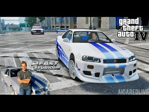 GTA IV. Escape to Nissan Skyline GT-R R34 (2 Fast 2 Furious Style).