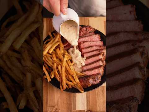Steak Frites with a Peppercorn Sauce #recipe