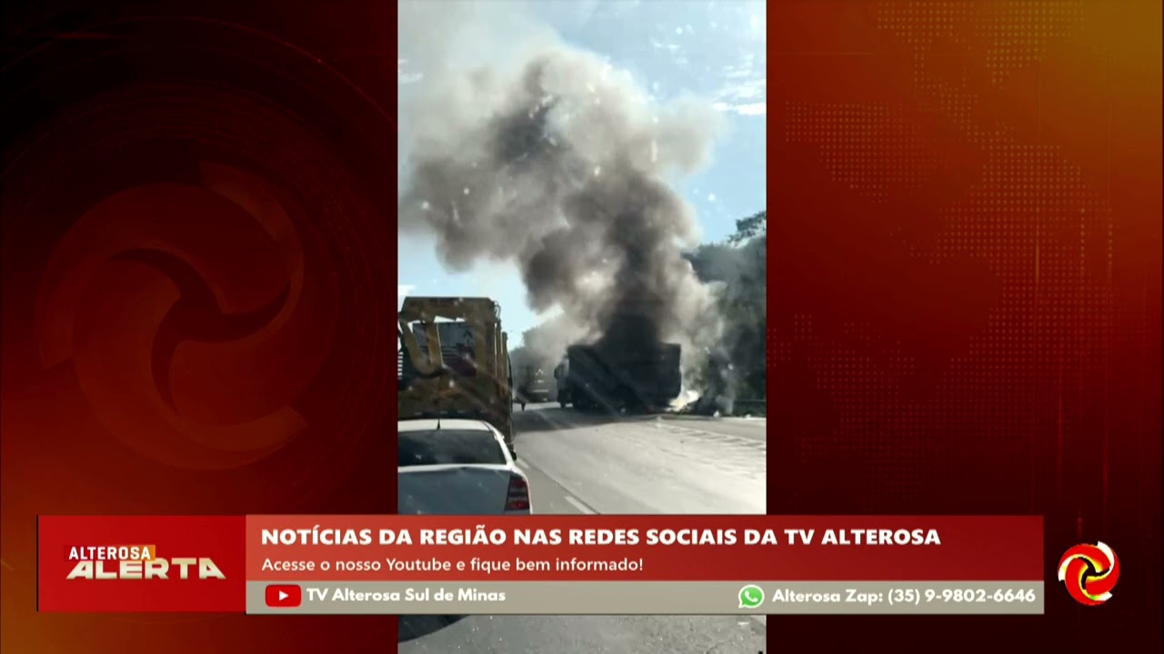 Caminhão pega fogo na rodovia em Estiva