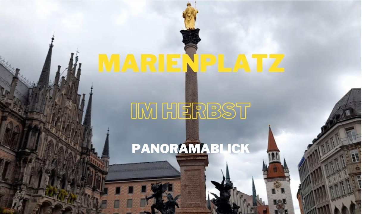 Wunderschöner Marienplatz im Herbst | Panoramablick auf München von oben.