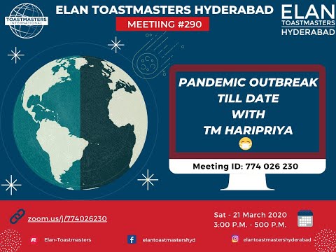 Elan Toastmasters Hyderabad - First Virtual Meeting - Meeting #290 - Part-1