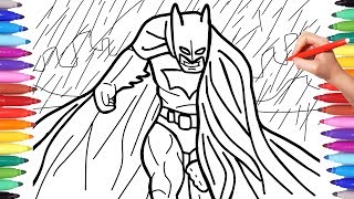 Batman Coloring Pages for Kids, How to Draw Batman Dark Knight in the Rain