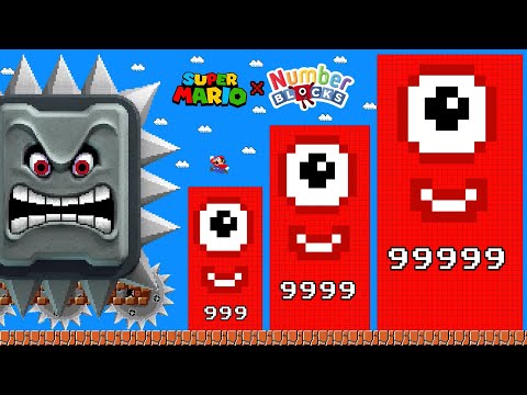 Mario build 99999 Numberblocks vs Mega Thwomp Calamity | Game Animation