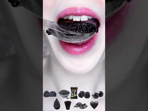 asmr CAVIAR BLACK 🖤 EMOJI FOOD COMPILATION satisfying eating sounds mukbang 먹방