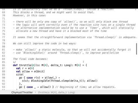 Throttling (Concurrent programming in the Chemical Machine)