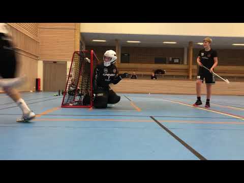 Goalie training floorball