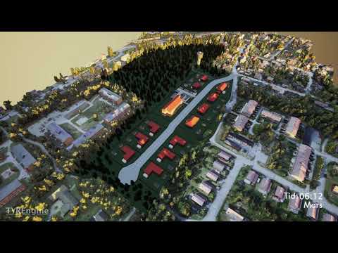 Solstudie av illustration enligt detaljplan för kv. Tallkronan Holmsund, Umeå kommun.