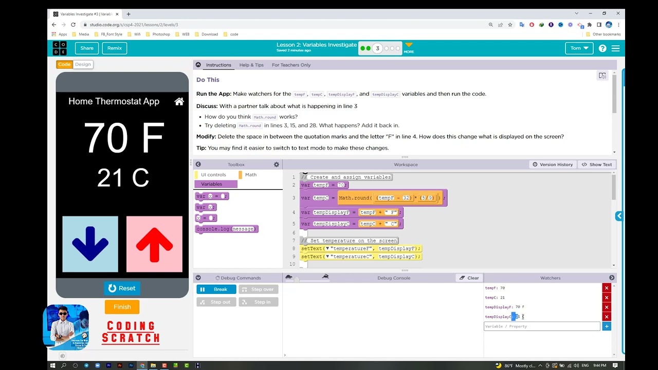 Code org Lesson 2 Variables Investigate
