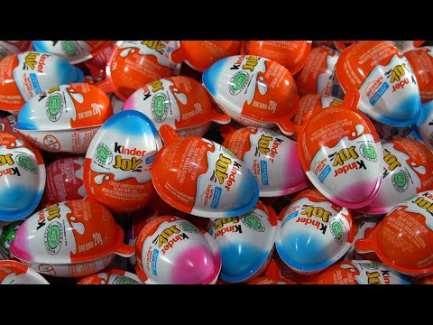 100 Yummy Kinder Surprise Egg Toys Opening - A Lot Of Kinder Joy Chocolate ASMR