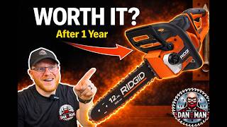 RIDGID CHAINSAW, ONE YEAR OWNERSHIP! PROS AND CONS. #ridgidtools #ridgid #woodstove #chainsaw