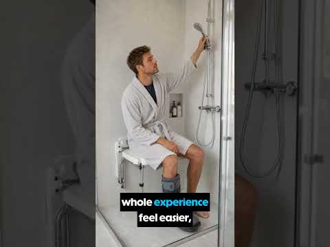 Wall Mounted Shower Chair with Height Adjustable Legs & Shower Head Slot | Flip Up Shower Seat