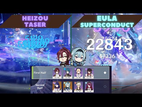 C6 Heizou Taser / C0 Eula Superconduct ft. Raiden / 3.1 Abyss full stars run / Skyward Pride R5 Eula