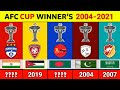 AFC Cup - All winner's list 2004 - 2021 | AFC Cup winners - full list of Champions and runners-up
