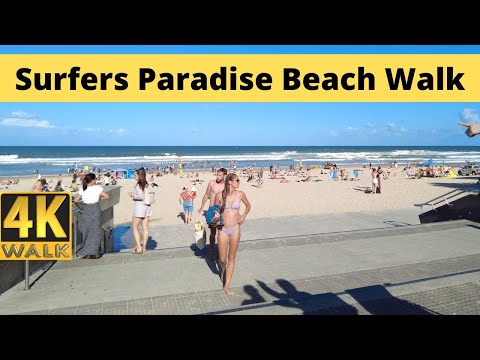 Surfers Paradise Beach Walk 🏖️ 4K  - Gold Coast Australia 🇦🇺