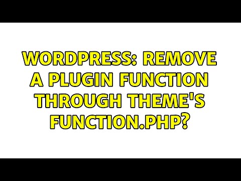 Wordpress Remove A Plugin Function Through Themes Function Php 2 Solutions